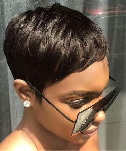 Wig store-Straight-Pixie Cut Wig Human Hair for Black Women Short Brown Human Hair Wigs Glueless Short Pixie Wig Boy Cut 4# Color 4 inch