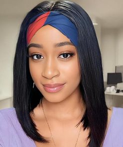 Wig store-Straight-Headband Wigs Human Hair Half Wigs for Black Women Wear and Go Glueless Bob Headband Wigs Short Straight Wigs 150% Density No lace Headband wig Natural Color