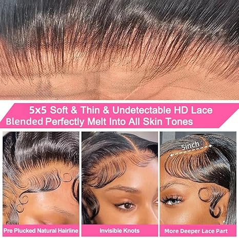 Wig store-Curly-5×5 Hd Lace Closure Glueless Wigs Human Hair Pre Plucked Pre Cut Deep Wave 100% Raw Human Hair Wig Reay to Wear and Go Curly Closure Wig for Black Women Human Hair Wet and Wavy Natural Hairline 2 Wig store-Curly-5x5 Hd Lace Closure Glueless Wigs Human Hair Pre Plucked Pre Cut Deep Wave 100% Raw Human Hair Wig Reay to Wear and Go Curly Closure Wig for Black Women Human Hair Wet and Wavy Natural Hairline - Image 2