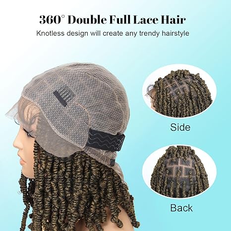 Wig store-Spring Twist Wig-Spring Twist Braided Wigs 12″ Full Double Lace Wigs for Black Women Square Knotless Passion Twist Braid Wig with Baby Hair Handmade Synthetic Blended Lace Front Wig Ombre Brown 3 Wig store-Spring Twist Wig-Spring Twist Braided Wigs 12" Full Double Lace Wigs for Black Women Square Knotless Passion Twist Braid Wig with Baby Hair Handmade Synthetic Blended Lace Front Wig Ombre Brown - Image 3