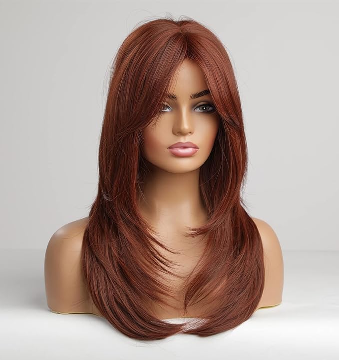 Wig store-Normal-vedar Auburn Red Wigs with Bangs- Copper Red Wigs for Women 3 Wig store-Normal-vedar Auburn Red Wigs with Bangs- Copper Red Wigs for Women - Image 3