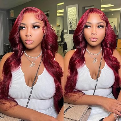 Wig store-Wavy-West Kiss Burgundy Lace Front Wig – Human Hair- 5×5 HD Lace Closure 2 Wig store-Wavy-West Kiss Burgundy Lace Front Wig - Human Hair- 5x5 HD Lace Closure - Image 2