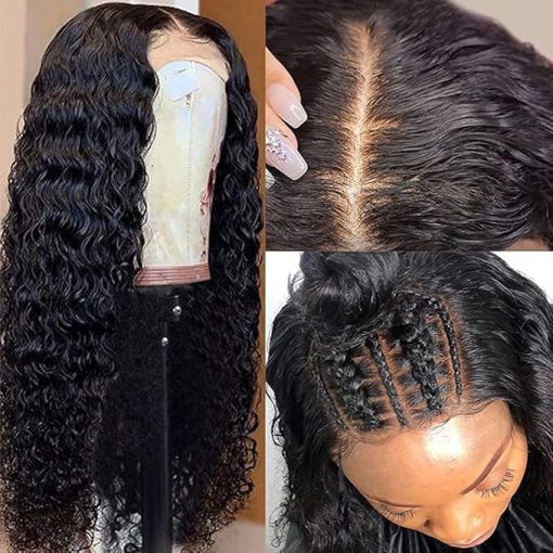 Wig store-Wavy-LUMIERE Deep Wave Human Hair Wigs for Black Women Natural Color Glueless 4x4 Lace Closure Wig Brazilian Virgin Human Hair Deep Wave Lace Front Wigs Wigs with Baby Hair Pre Plucked 18 Inch - Image 3