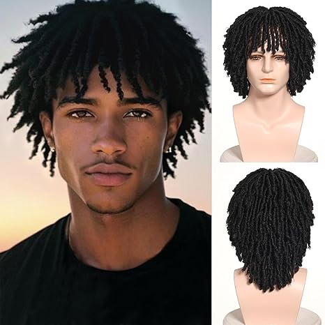 Wig store-Curly-Short Dreadlocks Wig for Man Crochet Twist Hair Braided Wig Wear and Go Afro Curly Wig Black Natural Synthetic Wig for Daily and Party …6 Wig store-Curly-Short Dreadlocks Wig for Man Crochet Twist Hair Braided Wig Wear and Go Afro Curly Wig Black Natural Synthetic Wig for Daily and Party ...6