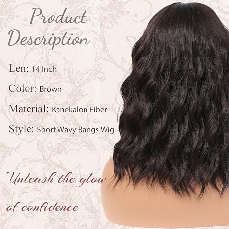 Wig store-Wavy-WAVE&BREEZE Short Brown Wig with Bangs Curly Bob Wigs for Women Natural Brown Hair Replacement Wigs Cosplay Costume Halloween Wigs 3 Wig store-Wavy-WAVE&BREEZE Short Brown Wig with Bangs Curly Bob Wigs for Women Natural Brown Hair Replacement Wigs Cosplay Costume Halloween Wigs - Image 3