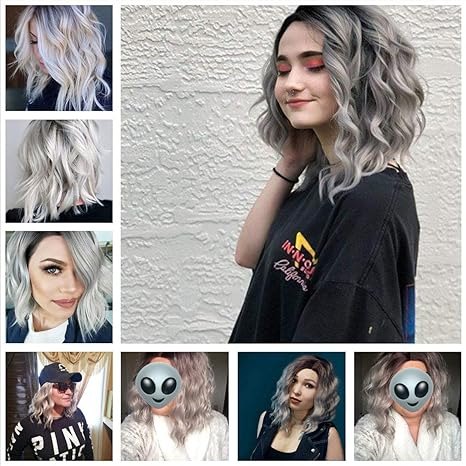 Wig store-Wavy-FAELBATY 14 Inch Curly Grey Wig Short bob Wigs Shoulder Length side part Women’s Short Wig ombre color Synthetic Cosplay Wig for Girl Halloween Costume Wigs Ombre Purple Grey Color 2 Wig store-Wavy-FAELBATY 14 Inch Curly Grey Wig Short bob Wigs Shoulder Length side part Women's Short Wig ombre color Synthetic Cosplay Wig for Girl Halloween Costume Wigs Ombre Purple Grey Color - Image 2