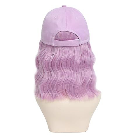 Wig store-Wavy-Synthetic Wig Hat with Natural Wave hair Extensions attached for woman Baseball cap wig purple curly wavy Hairstyle Adjustable purple Hat Wig (Purple- 14inch) 3 Wig store-Wavy-Synthetic Wig Hat with Natural Wave hair Extensions attached for woman Baseball cap wig purple curly wavy Hairstyle Adjustable purple Hat Wig (Purple- 14inch) - Image 3