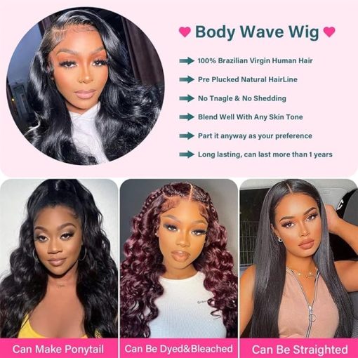Wig store-Wavy-Holiden 250% Density Body Wave Lace Front Wigs Human Hair 32 Inch 13x4 HD Lace Front Wigs Human Hair Pre Plucked Glueless Human Hair Wigs for Black Women Lace Frontal Black Wigs Human Hair - Image 2