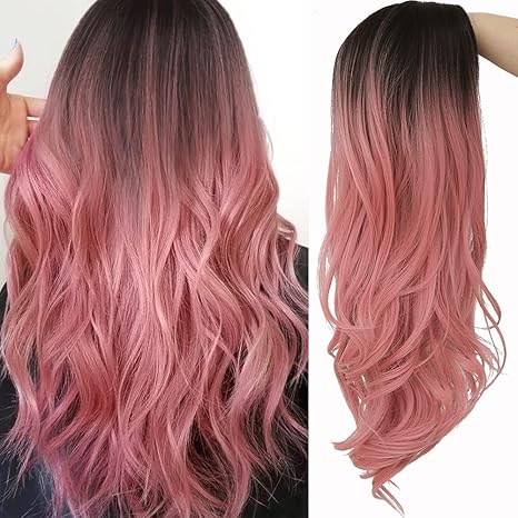 Wig store-Wavy-Long Curly Wavy Ombre Pink Wig for Women Synthetic Replacement Costume Halloween Natural Hair Wigs for Daily Use … Wig store-Wavy-Long Curly Wavy Ombre Pink Wig for Women Synthetic Replacement Costume Halloween Natural Hair Wigs for Daily Use …
