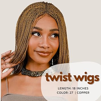 Wig store-Synthetic Fiber-Store 18-Inch Micro Million Twist Braided Wig – Light- Soft Braid Wigs for Black Women with Glueless Front Lace Closure – No Tangle Synthetic Braids – Copper Blonde 3 Wig store-Synthetic Fiber-Store 18-Inch Micro Million Twist Braided Wig - Light- Soft Braid Wigs for Black Women with Glueless Front Lace Closure - No Tangle Synthetic Braids - Copper Blonde - Image 3