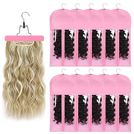 Wig store-Curly-10 PCS Hair Extension Storage Hair Extension Holder Wig Storage Bags Wig Storage for Multiple Wigs Bags Storage with Hanger Wig Organizer for Multiple Wigs Waterproof and Portable (PINK) Wig store-Curly-10 PCS Hair Extension Storage Hair Extension Holder Wig Storage Bags Wig Storage for Multiple Wigs Bags Storage with Hanger Wig Organizer for Multiple Wigs Waterproof and Portable (PINK)