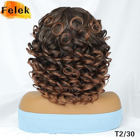 Wig store-Curly-Short Loose Curly Afro Wigs with Bangs for Black Women Ombre Brown Color Afro Big Curly Wig for Women Synthetic Heat Resistant Bouncy Cute Fluffy Wigs for Women (14 Inch- T2-30) 3 Wig store-Curly-Short Loose Curly Afro Wigs with Bangs for Black Women Ombre Brown Color Afro Big Curly Wig for Women Synthetic Heat Resistant Bouncy Cute Fluffy Wigs for Women (14 Inch- T2-30) - Image 3