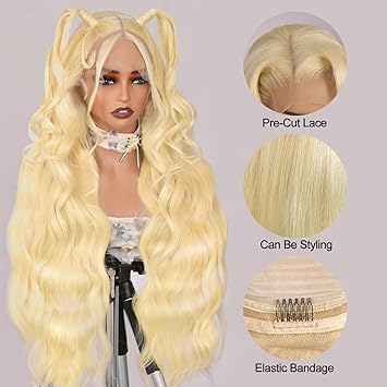 Wig store-Long Hair-30 Inch 613 360 Lace Front Wig Human Hair Full Lace Blonde Wig Human Hair 200% Density Blonde Body Wave Lace Front Wigs Human Hair Pre Plucked Real Bleached Knots (360 Blonde Wig) 3 Wig store-Long Hair-30 Inch 613 360 Lace Front Wig Human Hair Full Lace Blonde Wig Human Hair 200% Density Blonde Body Wave Lace Front Wigs Human Hair Pre Plucked Real Bleached Knots (360 Blonde Wig) - Image 3