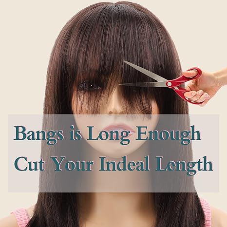 Wig store-Long Hair-Long Brown Wig with Bangs Human Hair – Straight Wig 100% Virgin Remy Hair Curly Wigs for White Black Women Natural Looking Hair Replacement Wigs 3 Wig store-Long Hair-Long Brown Wig with Bangs Human Hair - Straight Wig 100% Virgin Remy Hair Curly Wigs for White Black Women Natural Looking Hair Replacement Wigs - Image 3