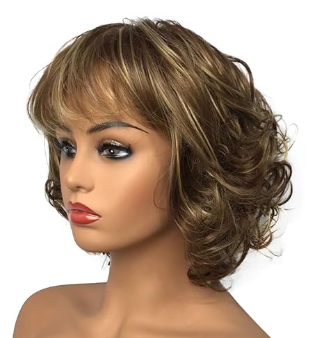 Wig store-Curly-Wiginway Women Wigs Short Curly Brown Hair Wig Bangs Natural Full Synthetic Wig 6 Inches 2 Wig store-Curly-Wiginway Women Wigs Short Curly Brown Hair Wig Bangs Natural Full Synthetic Wig 6 Inches - Image 2