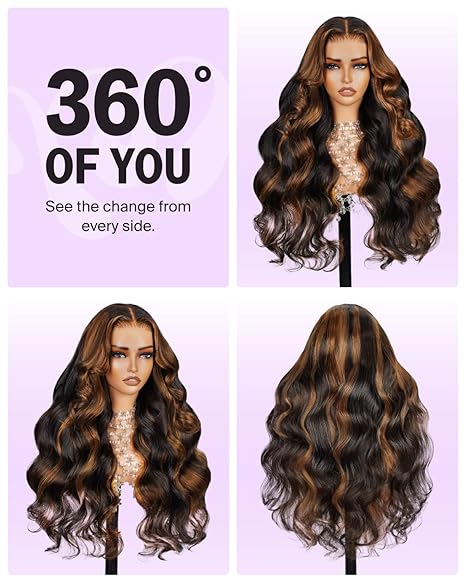 Wig store-Thick-MEGALOOK 6×5 Wear and Go Glueless Wigs Human Hair 12A Highlight Body Wave Wig 220% Density Ombre Closure Wig Glueless Wig Pre Plucked Pre Cut HD Lace Bleached Tiny Knots 24 Inch 1BP30 3 Wig store-Thick-MEGALOOK 6x5 Wear and Go Glueless Wigs Human Hair 12A Highlight Body Wave Wig 220% Density Ombre Closure Wig Glueless Wig Pre Plucked Pre Cut HD Lace Bleached Tiny Knots 24 Inch 1BP30 - Image 3