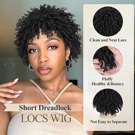 Wig store-Twist-Short Dreadlock Wig Twist Braids Wigs Dreadlock Wig for Black Women and Men African American Twist Braiding Synthetic Wig 1B 3 Wig store-Twist-Short Dreadlock Wig Twist Braids Wigs Dreadlock Wig for Black Women and Men African American Twist Braiding Synthetic Wig 1B - Image 3