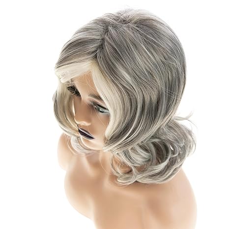 Wig store-Curly-Short Grey Curly Wig for Women Mid-Length Gray Synthetic Wig Natural Looking Heat Resistant Party Halloween Cosplay Wig 3 Wig store-Curly-Short Grey Curly Wig for Women Mid-Length Gray Synthetic Wig Natural Looking Heat Resistant Party Halloween Cosplay Wig - Image 3