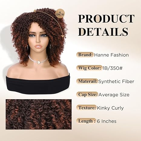 Wig store-Curly Wig Curly Wigs Kinky-Short Kinky Curly Wigs Side Part Wig Afro Bomb Curly Wig African American Wigs Heat Resistant Fiber Kinky Synthetic Full Wigs for Black Women (1B/350#) 2 Wig store-Curly Wig Curly Wigs Kinky-Short Kinky Curly Wigs Side Part Wig Afro Bomb Curly Wig African American Wigs Heat Resistant Fiber Kinky Synthetic Full Wigs for Black Women (1B/350#) - Image 2