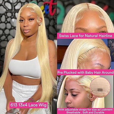 Wig store-Straight-613 Blonde Lace Front Wig Human Hair 26Inch 13×4 Lace Frontal Straight Wig Human Hair Pre Plucked with Baby Hair 180% Density Transparent Lace Frontal Wigs for Woman with Natural Line 2 Wig store-Straight-613 Blonde Lace Front Wig Human Hair 26Inch 13x4 Lace Frontal Straight Wig Human Hair Pre Plucked with Baby Hair 180% Density Transparent Lace Frontal Wigs for Woman with Natural Line - Image 2