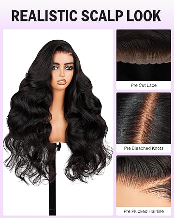 Wig store-Wavy-Glueless Wig Human Hair 5X6 Human Hair Wigs Glueless 210% Density Body Wave Lace Front Wigs Human Hair 12a Pre Plucked Bleached Pre Cut Lace (24inch-5X6 Body Wave Wig) 2 Wig store-Wavy-Glueless Wig Human Hair 5X6 Human Hair Wigs Glueless 210% Density Body Wave Lace Front Wigs Human Hair 12a Pre Plucked Bleached Pre Cut Lace (24inch-5X6 Body Wave Wig) - Image 2