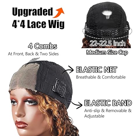 Wig store-Curly-4×4 Glueless Bob Wigs Human Hair Ombre Deep Wave Lace Front Wig Pre Plucked Pre Cut Bleached Knots 10 Inch Wear and Go Glueless Wigs for Black Women Short Curly Wig Human Hair 2 Wig store-Curly-4x4 Glueless Bob Wigs Human Hair Ombre Deep Wave Lace Front Wig Pre Plucked Pre Cut Bleached Knots 10 Inch Wear and Go Glueless Wigs for Black Women Short Curly Wig Human Hair - Image 2