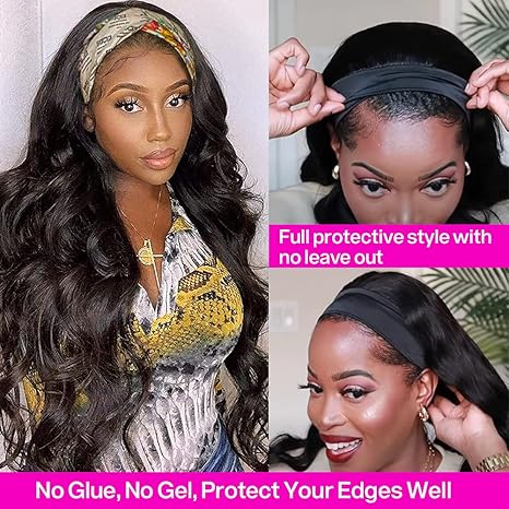 Wig store-Wavy-Hedy 180% Headband Wigs for Black Women Body Wave Headband Wig Human Hair Wigs Glueless 10A Brazilian Virgin Hair Machine Made Wigs Headband Wig Natural Color 22 Inch 3 Wig store-Wavy-Hedy 180% Headband Wigs for Black Women Body Wave Headband Wig Human Hair Wigs Glueless 10A Brazilian Virgin Hair Machine Made Wigs Headband Wig Natural Color 22 Inch - Image 3