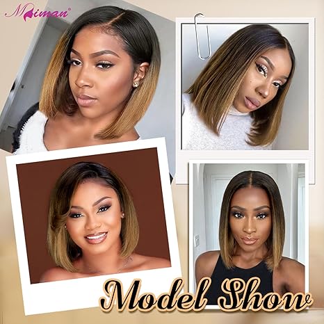 Wig store-Straight-MIMAN 12 Inch Shoulder Length Ombre Brown Bob Wigs for Women Small Lace Front Wigs Middle Part Straight Natural Synthetic Hair Replacement Wigs 3 Wig store-Straight-MIMAN 12 Inch Shoulder Length Ombre Brown Bob Wigs for Women Small Lace Front Wigs Middle Part Straight Natural Synthetic Hair Replacement Wigs - Image 3