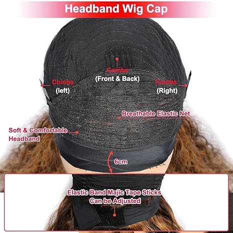 Wig store-Wavy-22 Inch P4/27 Ombre Blonde Headband Wig Human Hair Grade 8A Brazilian Virgin Hair Glueless No Lace Wig Highlight Honey Blonde Water Wig Human Hair Machine Made Headband Wig 150% Density 3 Wig store-Wavy-22 Inch P4/27 Ombre Blonde Headband Wig Human Hair Grade 8A Brazilian Virgin Hair Glueless No Lace Wig Highlight Honey Blonde Water Wig Human Hair Machine Made Headband Wig 150% Density - Image 3