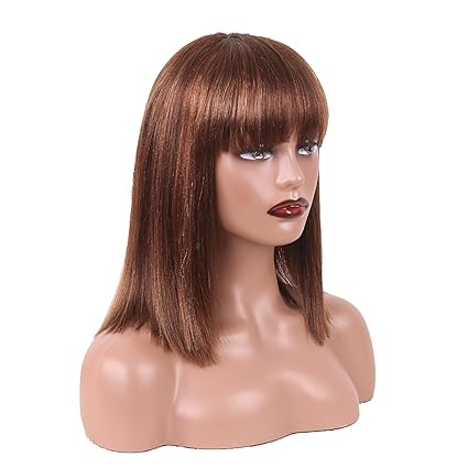 Wig store-Straight-Honey Blonde Highlight Ombre Short Bob Wig with Bangs 15 inch Straight Hair with Bangs Glueless Non Lace Front Wig Machine Made YAKI Straight Bob Human Hair Wigs for Women FS27/30 Wig store-Straight-Honey Blonde Highlight Ombre Short Bob Wig with Bangs 15 inch Straight Hair with Bangs Glueless Non Lace Front Wig Machine Made YAKI Straight Bob Human Hair Wigs for Women FS27/30