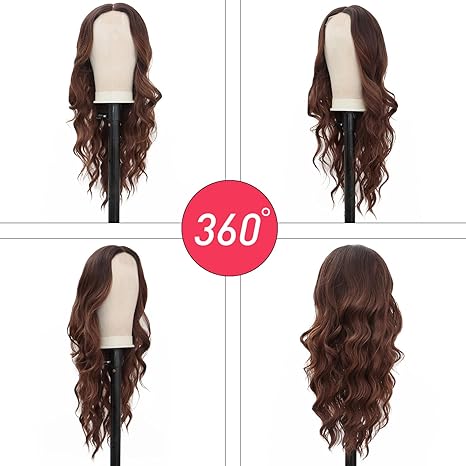 Wig store-Curly-YXCHERISHAIR Long Wavy Wigs for Women Brown Middle Part Curly Wavy Wig Natural Looking Synthetic Heat Resistant Fiber Wig for Daily Party Use (26inch- Brown) 3 Wig store-Curly-YXCHERISHAIR Long Wavy Wigs for Women Brown Middle Part Curly Wavy Wig Natural Looking Synthetic Heat Resistant Fiber Wig for Daily Party Use (26inch- Brown) - Image 3