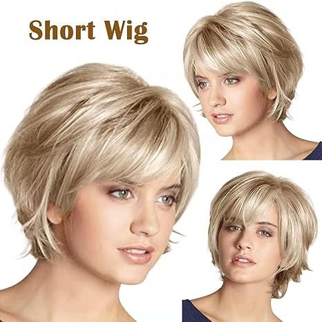 Wig store-Curly-Aisaide Short Blonde Wig Pxie Cut Curly Layered Wig with Bangs for White Women-Ombre Blonde Mixed Highlight Brown Layered Hair Wig Fluffy Natural Synthetic Haircut Wig for Daily Use 2 Wig store-Curly-Aisaide Short Blonde Wig Pxie Cut Curly Layered Wig with Bangs for White Women-Ombre Blonde Mixed Highlight Brown Layered Hair Wig Fluffy Natural Synthetic Haircut Wig for Daily Use - Image 2
