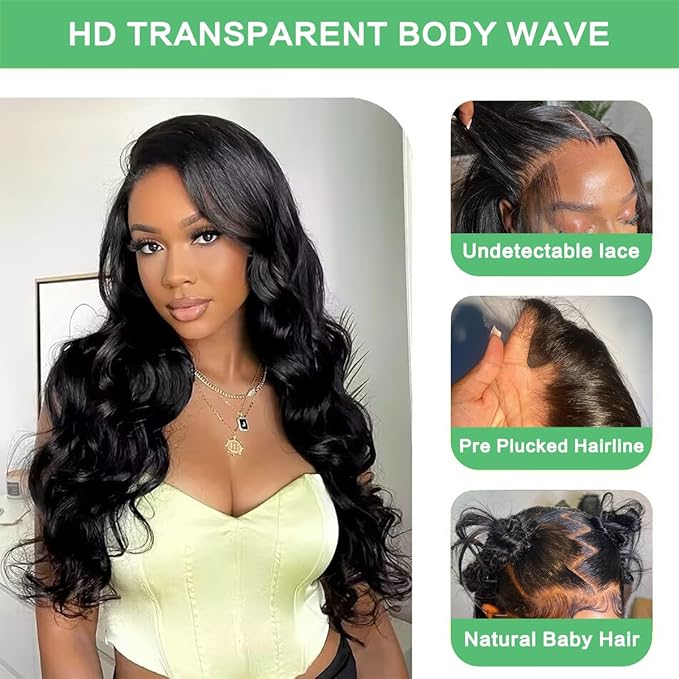 Wig store-Thick-28 Inch Body Wave HD Lace Front Wigs Human Hair Pre Plucked 180% Density 13×4 Lace Frontal Wigs Natural Hairline Glueless Brazilian Virgin Human Hair Wig for Women 2 Wig store-Thick-28 Inch Body Wave HD Lace Front Wigs Human Hair Pre Plucked 180% Density 13x4 Lace Frontal Wigs Natural Hairline Glueless Brazilian Virgin Human Hair Wig for Women - Image 2