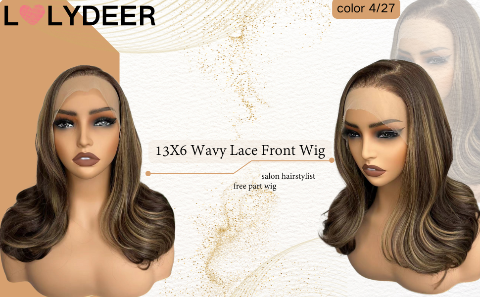 4/27 highlight wavy lace front wig