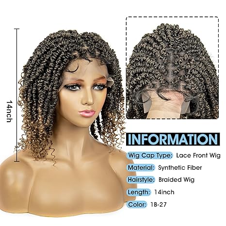 Wig store-Braided Wigs-Braided Wigs for Black Women Lace Front Knotless Box Short Bob Twist Braided Wigs Synthetic Lace Front Braided Wigs with Baby Hair Handmade Braided Wigs 14 inches (1B/27 Color) 3 Wig store-Braided Wigs-Braided Wigs for Black Women Lace Front Knotless Box Short Bob Twist Braided Wigs Synthetic Lace Front Braided Wigs with Baby Hair Handmade Braided Wigs 14 inches (1B/27 Color) - Image 3