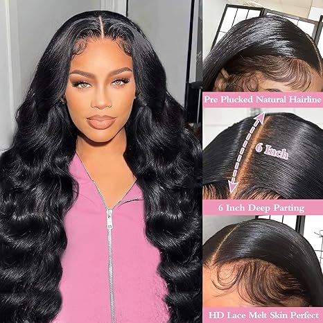 Wig store-Wavy-30 Inch 13×6 Lace Front Wigs Human Hair 200% Density Body Wave HD Lace Front Wigs Human Hair Pre Plucked Glueless Wigs Human Hair 13×6 Lace Frontal Wig Human Hair for Women Natural Black 2 Wig store-Wavy-30 Inch 13x6 Lace Front Wigs Human Hair 200% Density Body Wave HD Lace Front Wigs Human Hair Pre Plucked Glueless Wigs Human Hair 13x6 Lace Frontal Wig Human Hair for Women Natural Black - Image 2