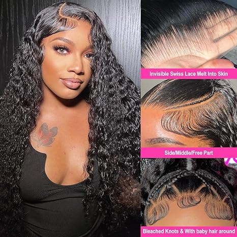 Wig store-Wavy-13×6 Deep Wave Lace Front Wigs Human Hair Wigs 180 Density Deep Part Curly Lace Frontal Glueless Wigs Human Hair Lace Front Wigs Pre Plucked Natural Black 24 Inch 2 Wig store-Wavy-13x6 Deep Wave Lace Front Wigs Human Hair Wigs 180 Density Deep Part Curly Lace Frontal Glueless Wigs Human Hair Lace Front Wigs Pre Plucked Natural Black 24 Inch - Image 2