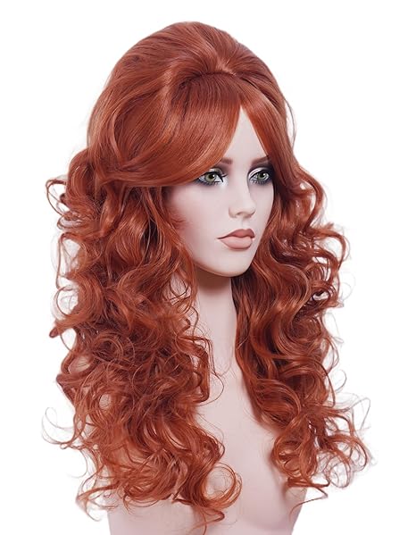 Wig store-Wavy-22 Inches Retro Beehive Ginger Wigs for Women Long Wavy Copper Red Wig with Bangs Synthetic Natural Auburn Wig for 60s 70s 80s Cosplay-Halloween 3 Wig store-Wavy-22 Inches Retro Beehive Ginger Wigs for Women Long Wavy Copper Red Wig with Bangs Synthetic Natural Auburn Wig for 60s 70s 80s Cosplay-Halloween - Image 3