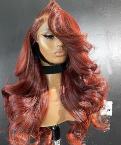 Wig store-Wavy-ANDRIA 350 Copper Lace Front Wigs 200% Density Long Body Wave Glueless Natural Wave 13×4 HD Transparent lace Wig Ginger Orange Pre Plucked Lace Frontal Wigs With Baby Hair For Black Women 26 inch 2