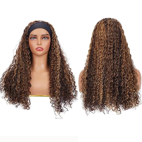 Wig store-Curly Straight Blend-P4/27 Highlight Headband Wig Human Hair Deep Wave 14 Inch Wavy Curly Straight Blend Wig for Black Women 150% Density Glueless Wig 2 Wig store-Curly Straight Blend-P4/27 Highlight Headband Wig Human Hair Deep Wave 14 Inch Wavy Curly Straight Blend Wig for Black Women 150% Density Glueless Wig - Image 2