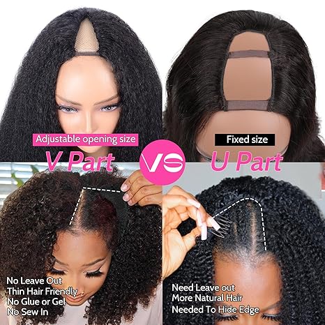 Wig store-Yaki Straight-ME-U V Part Kinky Straight Wig Human Hair Glueless Yaki Straight Wig No Lace No Leave Out Upgrade U Part 180% Density Human Hair Wear and Go Wig (24inch) 2 Wig store-Yaki Straight-ME-U V Part Kinky Straight Wig Human Hair Glueless Yaki Straight Wig No Lace No Leave Out Upgrade U Part 180% Density Human Hair Wear and Go Wig (24inch) - Image 2