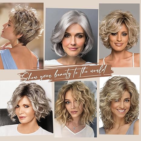 Wig store-Curly-Aisaide Short Pixie Cut Bob Wig Dark Brown Mixed Highlight Ash Blonde Straight Bob Wigs for Women Short Layered Wigs for White Women Synthetic Short Brown Medium Length Wig with Bangs 3 Wig store-Curly-Aisaide Short Pixie Cut Bob Wig Dark Brown Mixed Highlight Ash Blonde Straight Bob Wigs for Women Short Layered Wigs for White Women Synthetic Short Brown Medium Length Wig with Bangs - Image 3