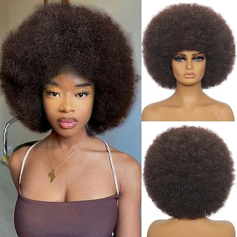 Wig store-Afro Wigs-Afro Wigs for Black Women 70s Afro Curly Wigs Soft Natural Looking Fluff and Bouncy Black Afro Wigs Synthetic Hair Big Afro Wig for Daily Party Cosplay Costume(Brown Black) Wig store-Afro Wigs-Afro Wigs for Black Women 70s Afro Curly Wigs Soft Natural Looking Fluff and Bouncy Black Afro Wigs Synthetic Hair Big Afro Wig for Daily Party Cosplay Costume(Brown Black)