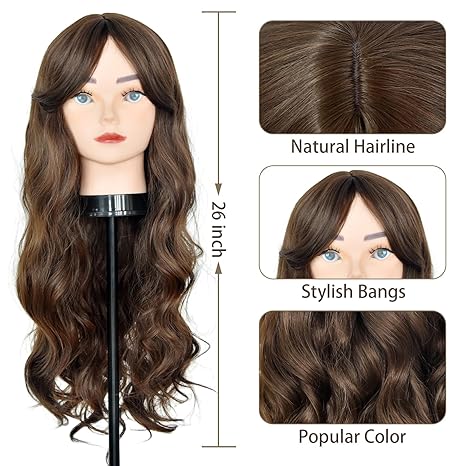 Wig store-Long Hair-Dark Brown Long Curly Wavy Wig for Women 26 Inch Middle Part Wavy Wig Pelucas De Mujer Natural Looking Synthetic Wig for Party Daily Use 3 Wig store-Long Hair-Dark Brown Long Curly Wavy Wig for Women 26 Inch Middle Part Wavy Wig Pelucas De Mujer Natural Looking Synthetic Wig for Party Daily Use - Image 3