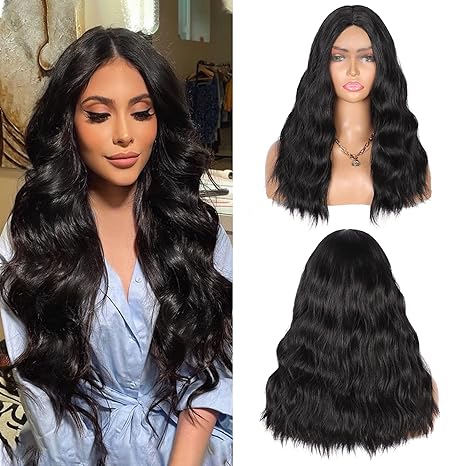 Wig store-Wavy-Youthfee 20″ Synthetic Lace Front Wigs for Women Curly Boby Wavy Wig Black Middle Part Wig Cosplay Party Wigs Wig store-Wavy-Youthfee 20" Synthetic Lace Front Wigs for Women Curly Boby Wavy Wig Black Middle Part Wig Cosplay Party Wigs