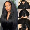 Wig store-Straight-Short Bob Wig Human Hair for Black Women Pixie Cut wig Human Hair Glueless Wig None Lace Front Wig with Bangs Natural Black Straight Full Machine Made Wear and Go Wig 5