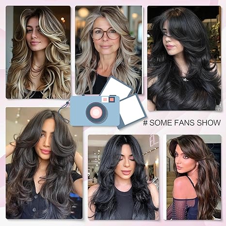 Wig store-Wavy-Aisaide Dark Green Wig Long Wavy Layered Green Wigs for Women Dark Curtain Bangs for Black Women Synthetic Layered Long Wavy Shaggy 24inch 2 Wig store-Wavy-Aisaide Dark Green Wig Long Wavy Layered Green Wigs for Women Dark Curtain Bangs for Black Women Synthetic Layered Long Wavy Shaggy 24inch - Image 2