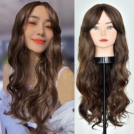 Wig store-Long Hair-Dark Brown Long Curly Wavy Wig for Women 26 Inch Middle Part Wavy Wig Pelucas De Mujer Natural Looking Synthetic Wig for Party Daily Use Wig store-Long Hair-Dark Brown Long Curly Wavy Wig for Women 26 Inch Middle Part Wavy Wig Pelucas De Mujer Natural Looking Synthetic Wig for Party Daily Use