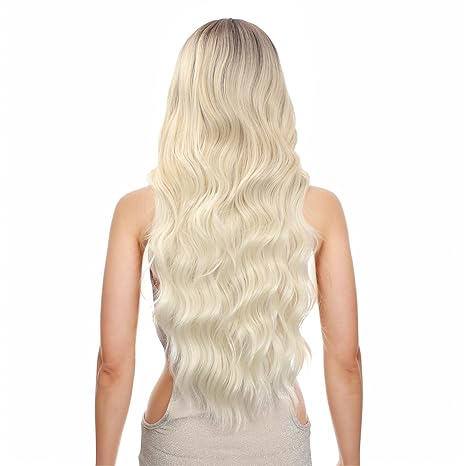 Wig store-Wavy-FUTAI Long Wavy Wig 30 Inch Ombre Platinum Blonde HD Front Lace Body Curly Synthetic Hair Wigs for Women Professional Female Diverse Styles Daily Party Cosplay 3 Wig store-Wavy-FUTAI Long Wavy Wig 30 Inch Ombre Platinum Blonde HD Front Lace Body Curly Synthetic Hair Wigs for Women Professional Female Diverse Styles Daily Party Cosplay - Image 3