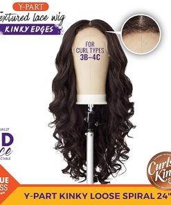 Wig store-Curly-Sensationnel Curls kinksandco kinkyedges wig – kinky loose spiral 24 inch y part lace natural kinkytexture edged hairline for natural 3c to 4c hair textures (BALAYAGECARAMEL) 2